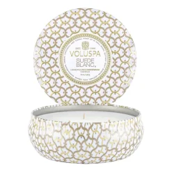 Maison Blanc 3-wick Tin scented 40 hours, Suede Blanc
