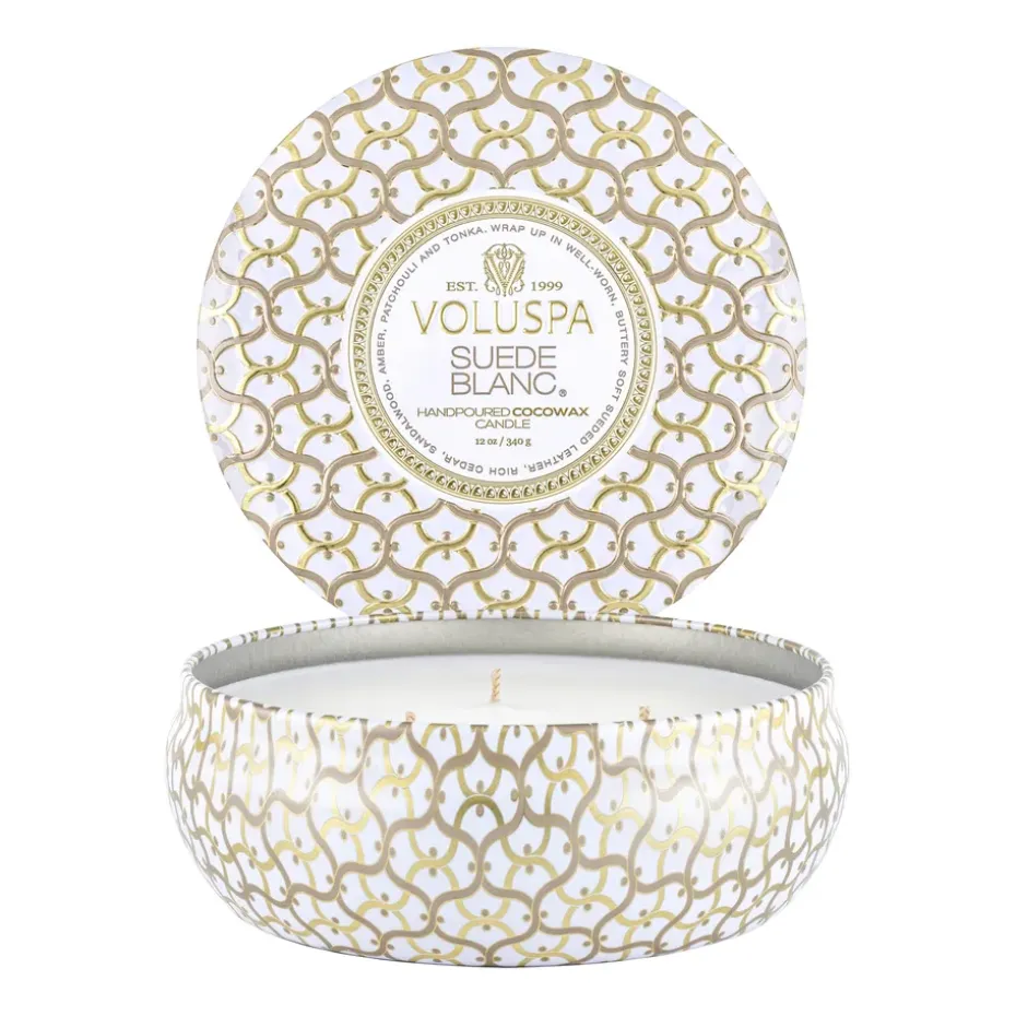 Maison Blanc 3-wick Tin scented 40 hours, Suede Blanc