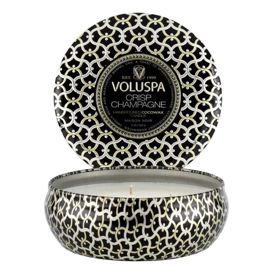 Maison Noir 3-wick Tin scented 40 hours, Crisp Champagne