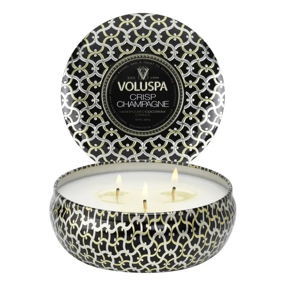 Maison Noir 3-wick Tin scented 40 hours, Crisp Champagne