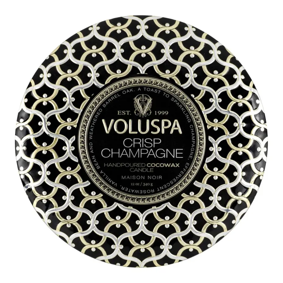 Maison Noir 3-wick Tin scented 40 hours, Crisp Champagne