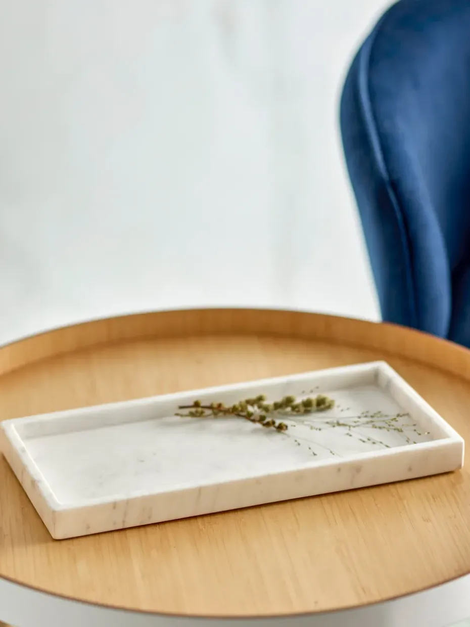 Majsa decorative tray 18x38 cm, White marble