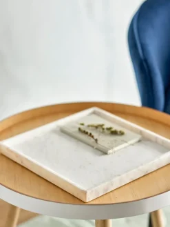 Majsa decorative tray 35x35 cm, White marble