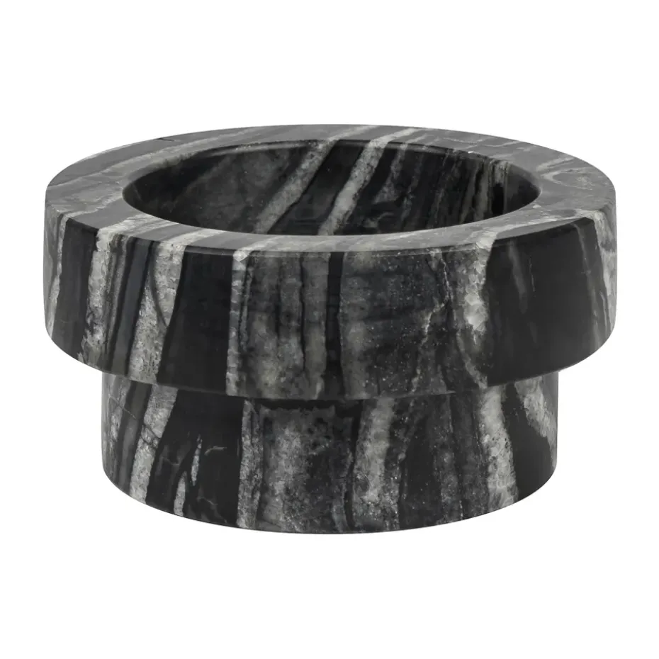 Marble candle holder for block candle 5 cm, Black-Grey