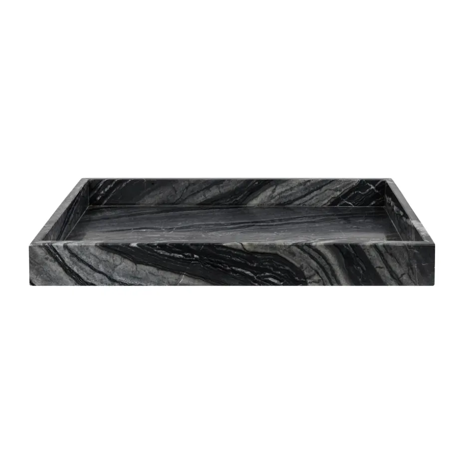 Marble decoration tray large 30x40 cm, Black-grey