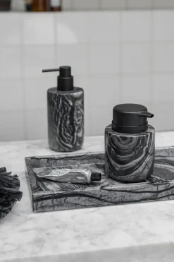 Marble decorative tray 16x31 cm, Black-Grey