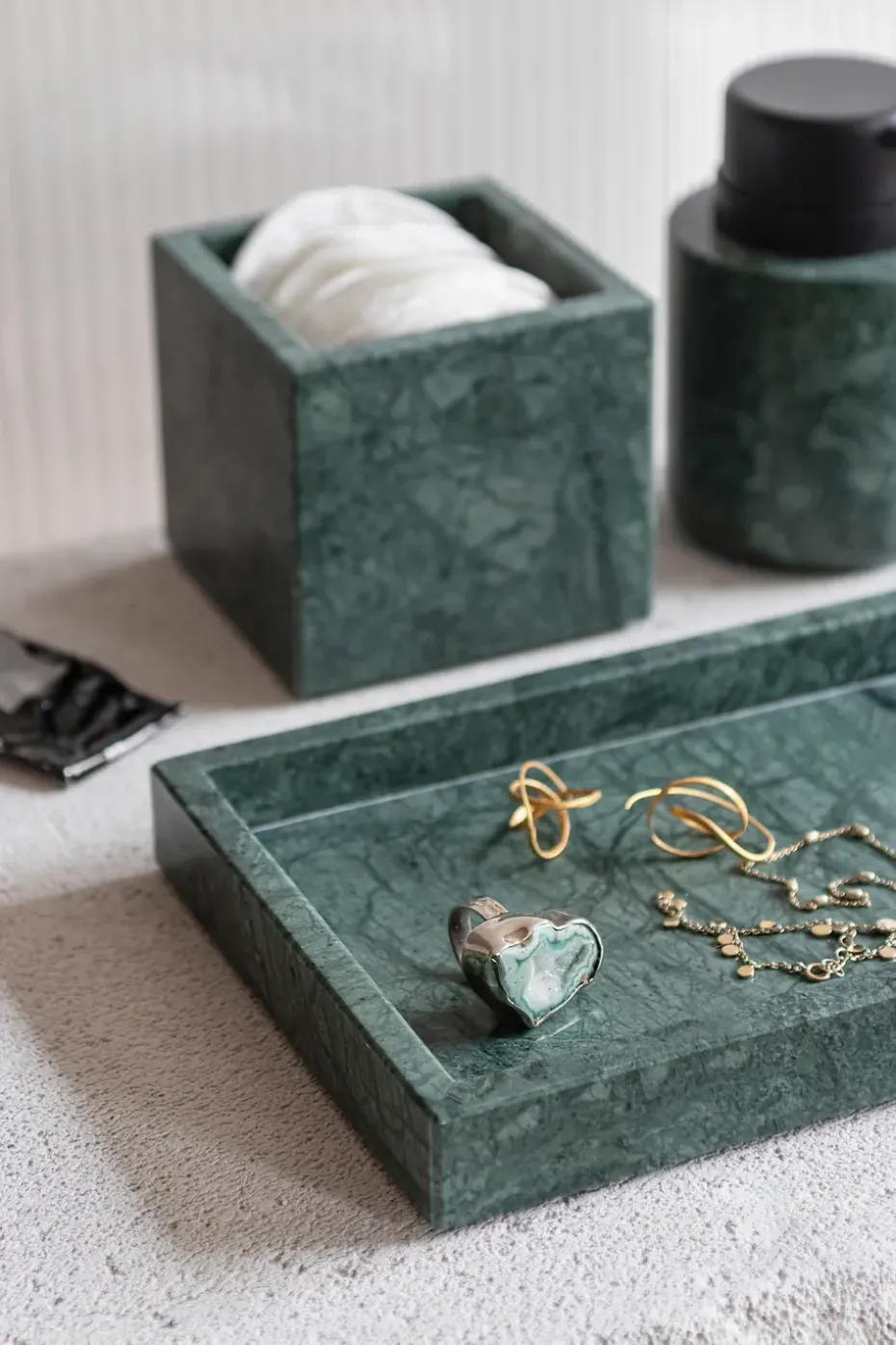 Marble decorative tray 16x31 cm, Dark forest