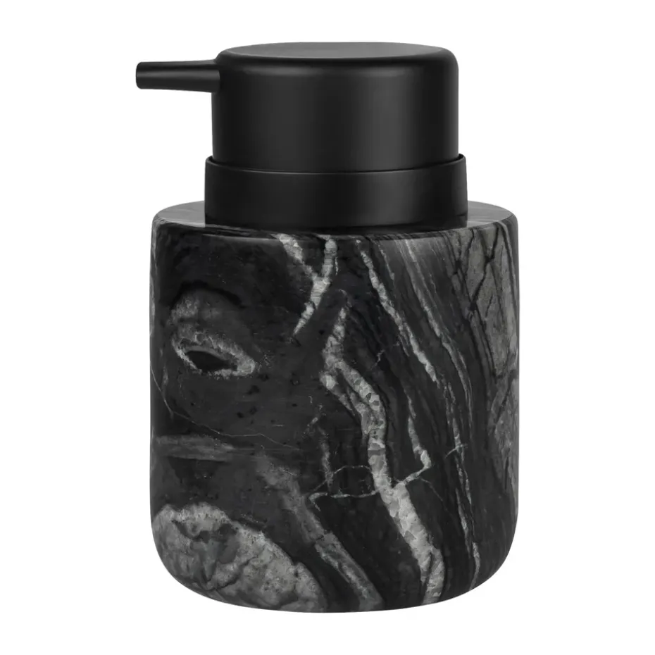 Marble soap dispenser 12.5 cm, Black-Grey