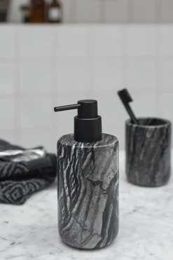 Marble soap dispenser 17.5 cm, Black-Grey
