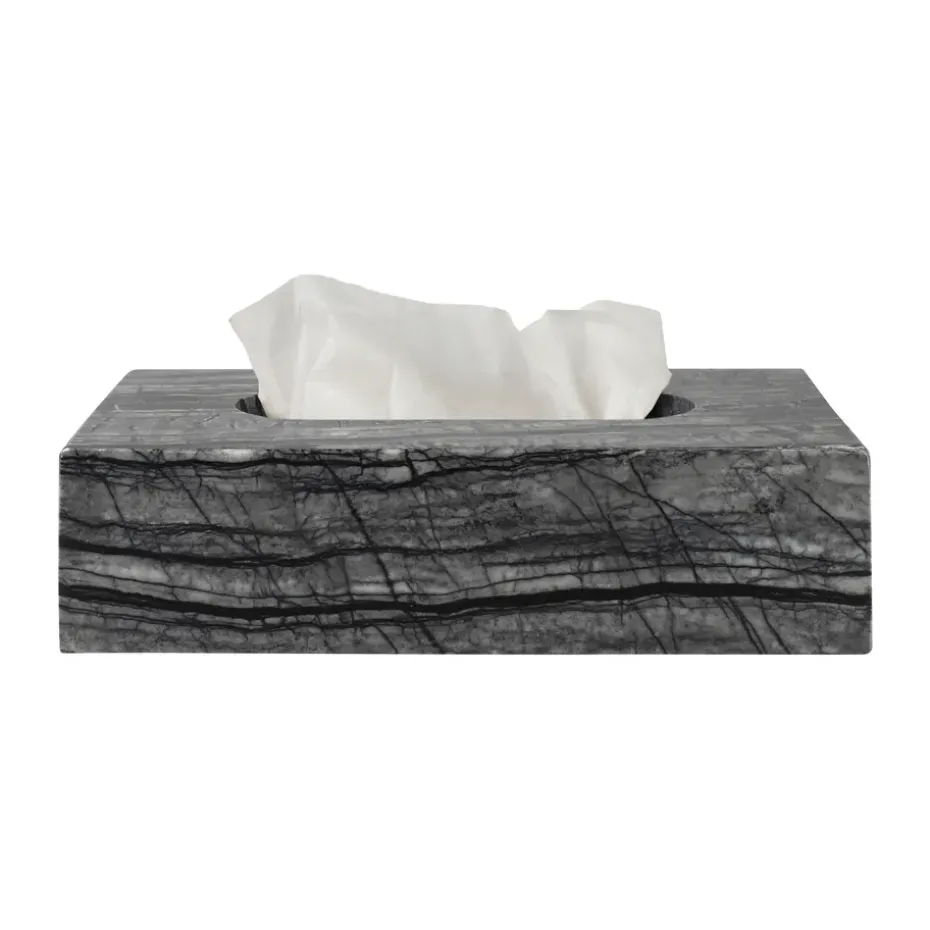 Marble tissue box 14x25.5 cm, Black-Grey