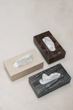 Marble tissue box 14x25.5 cm, Black-Grey