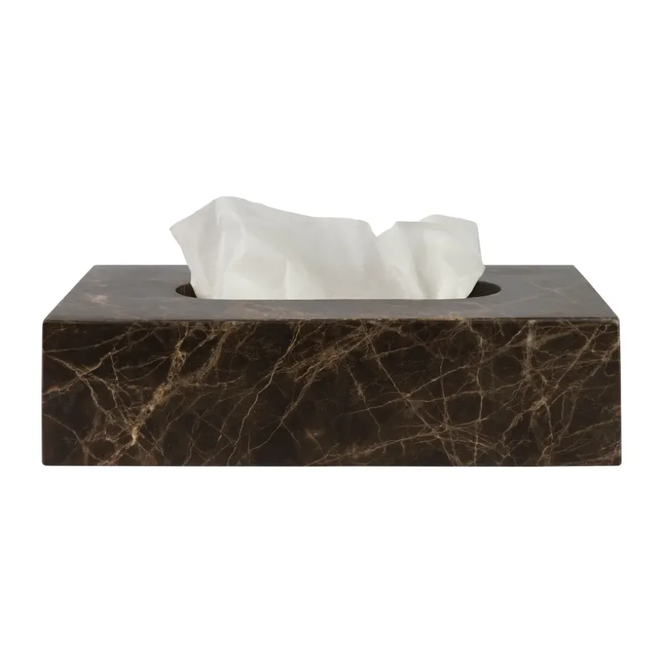 Marble tissue box 14x25.5 cm, Brown