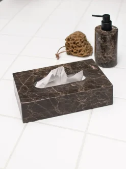 Marble tissue box 14x25.5 cm, Brown