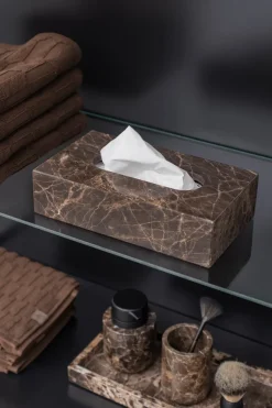 Marble tissue box 14x25.5 cm, Brown