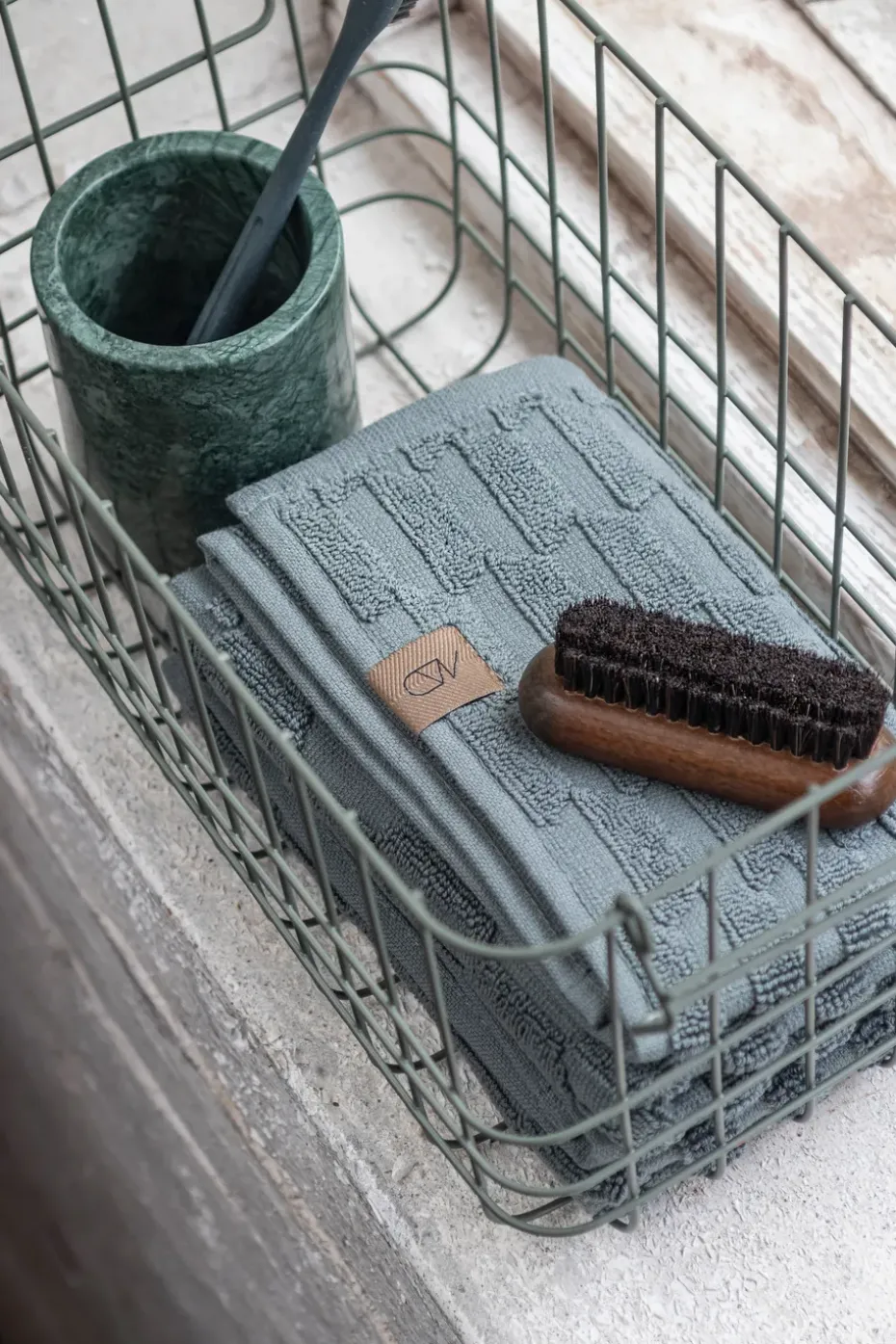 Marble toothbrush holder 10 cm, Dark forest