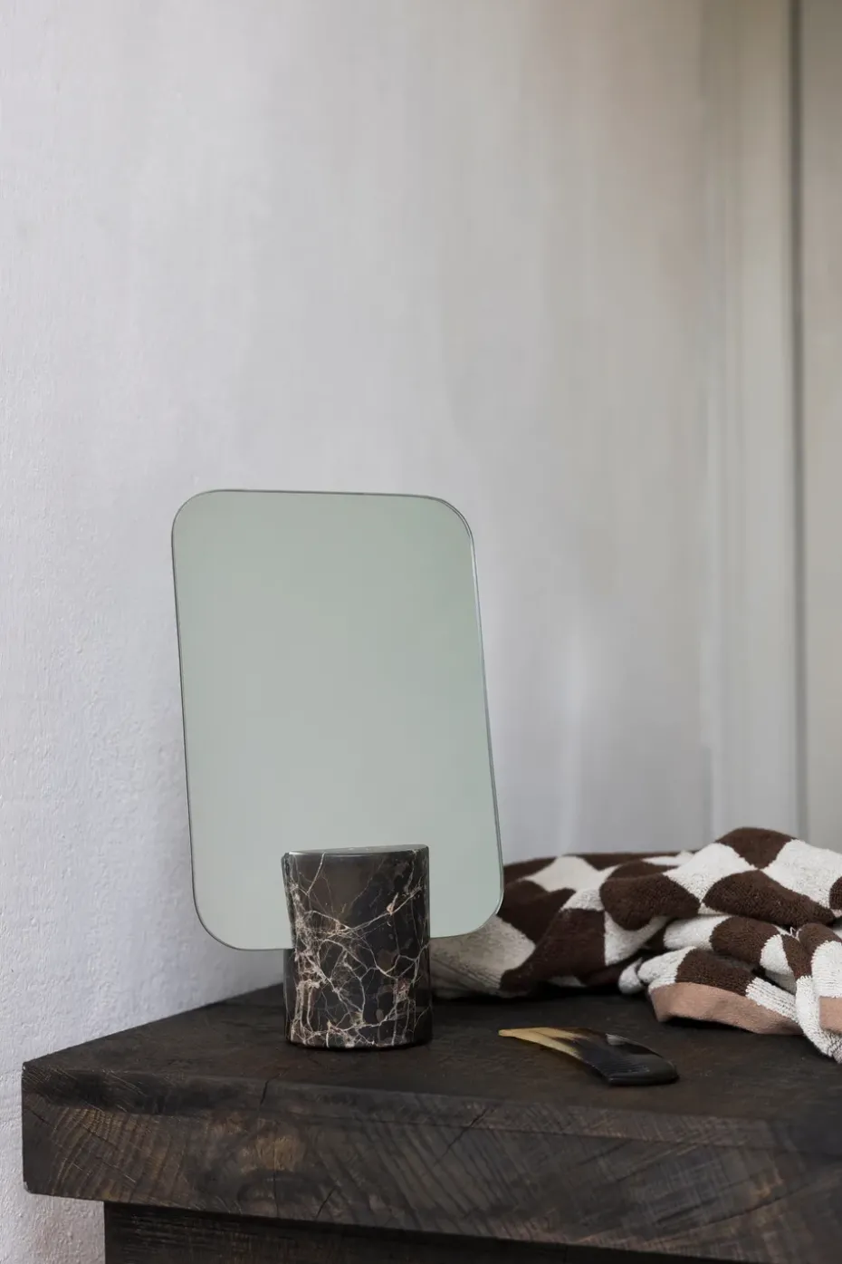 Marble vanity mirror, Brown, 30 cm