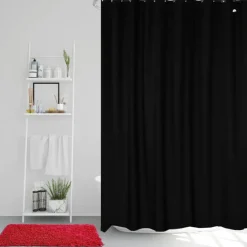 Match shower curtain, black