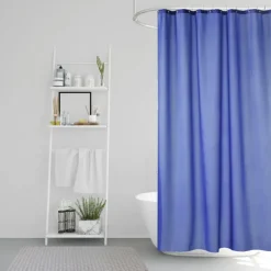 Match shower curtain, sky blue