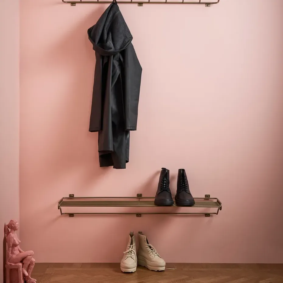 Maze shoe shelf L, brass
