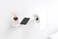 MindSet Toilet paper holder with shelf, Mineral Fresh White