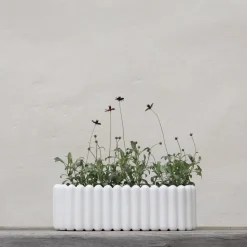 Mist flower pot oval, White