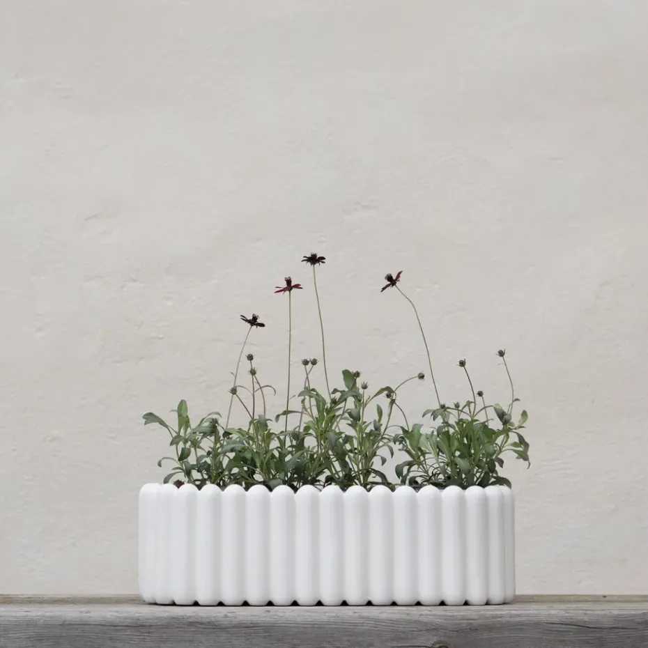Mist flower pot oval, White