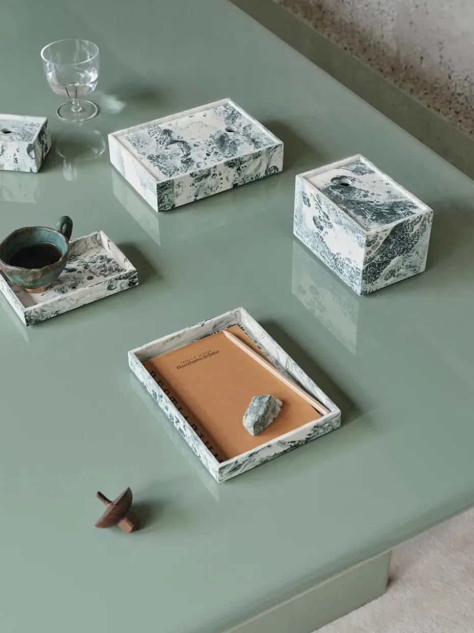 Mist storage box 7,5x10 cm, Emerald-off white