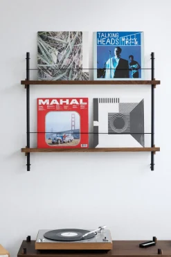 Moebe magazine rack, Smoked oak-blue