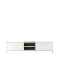Molto Låg side table, White/oak, 3 sections