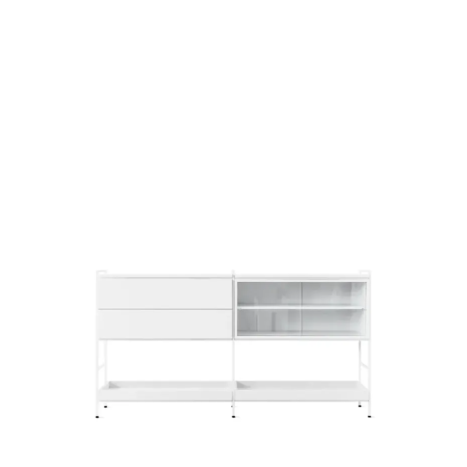 Molto Medium side table, White, 2 sections with display case