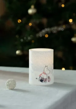 Moomin block candle LED 10 cm, Let it snow