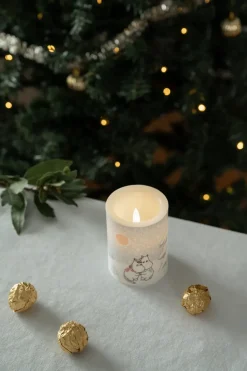 Moomin block candle LED 10 cm, Let it snow