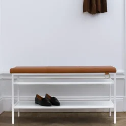 Nancy shoe shelf, White-Cognac