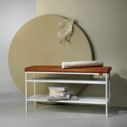Nancy shoe shelf, White-Cognac