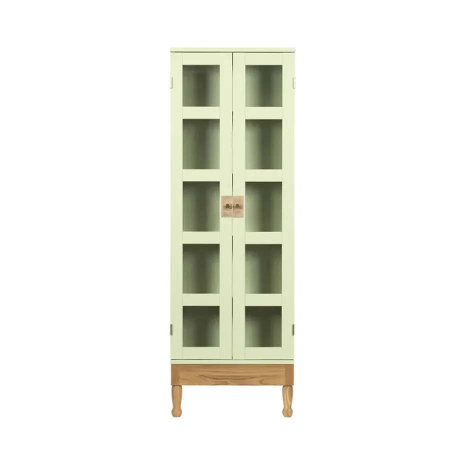 National Geographic bookcase, Light green-oak base-brass