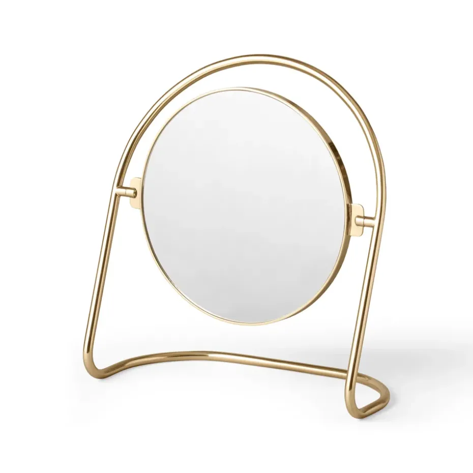 Nimbus table mirror 25 cm, Polished brass