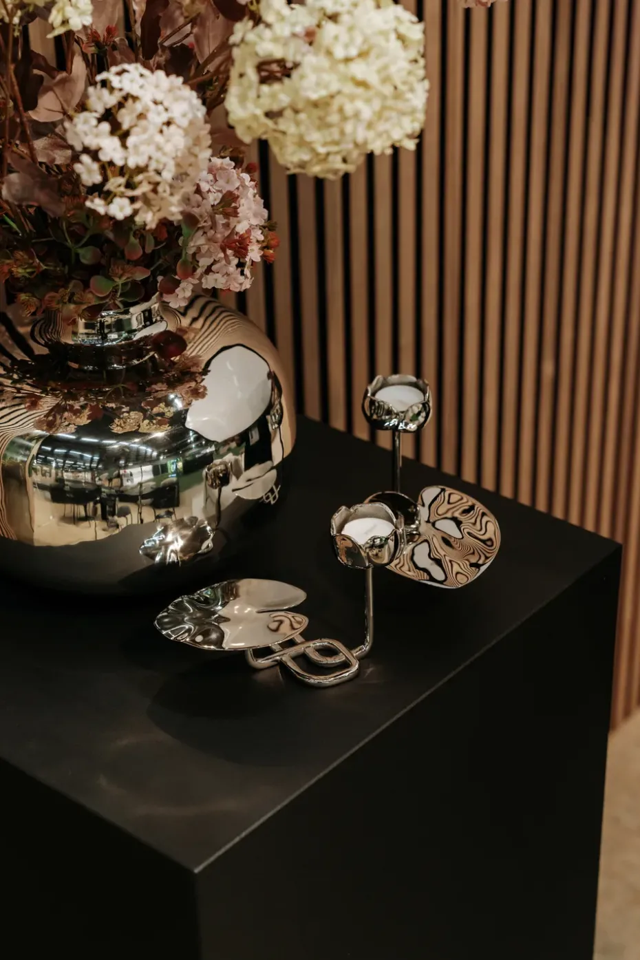 Ninfea No.1 candlestick, Nickel-plated brass