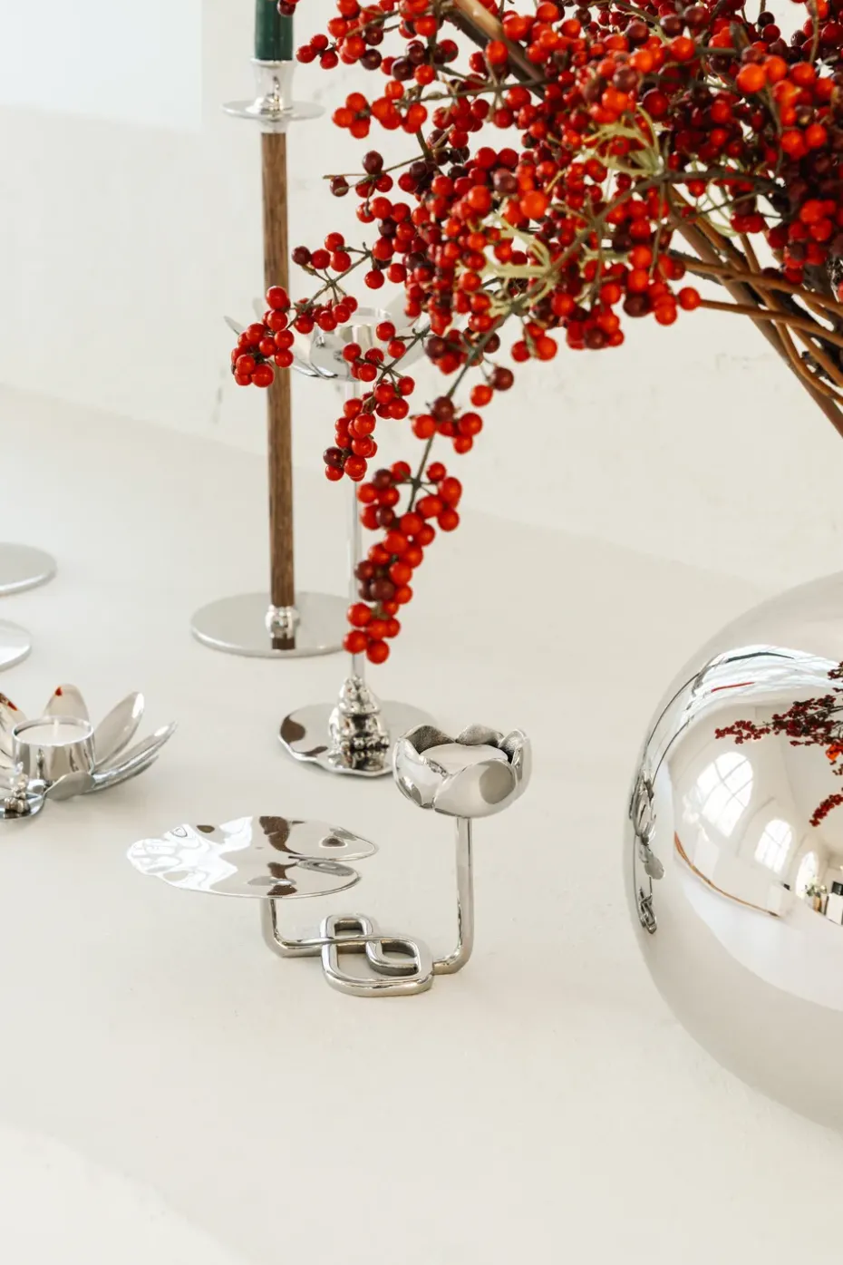 Ninfea No.1 candlestick, Nickel-plated brass