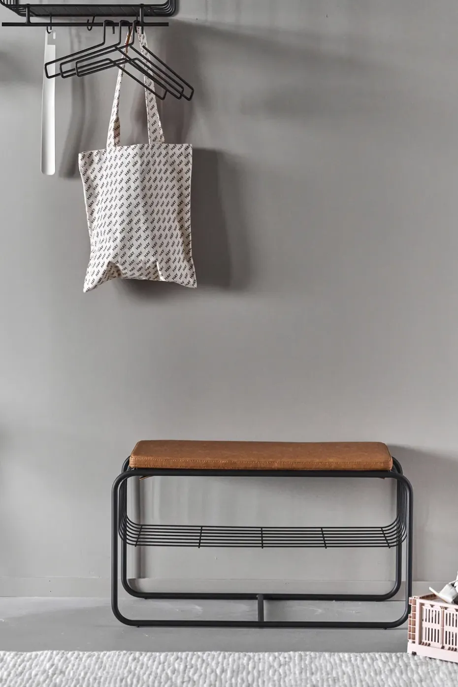 Nod bench/shoe rack 80x36x42 cm, Black