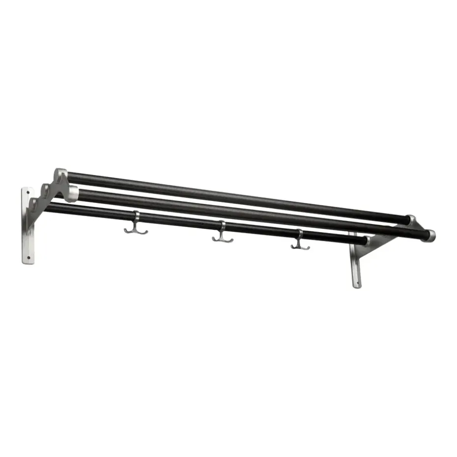 Nostalgi 291 hat shelf 100 cm, Black oiled oak-aluminum