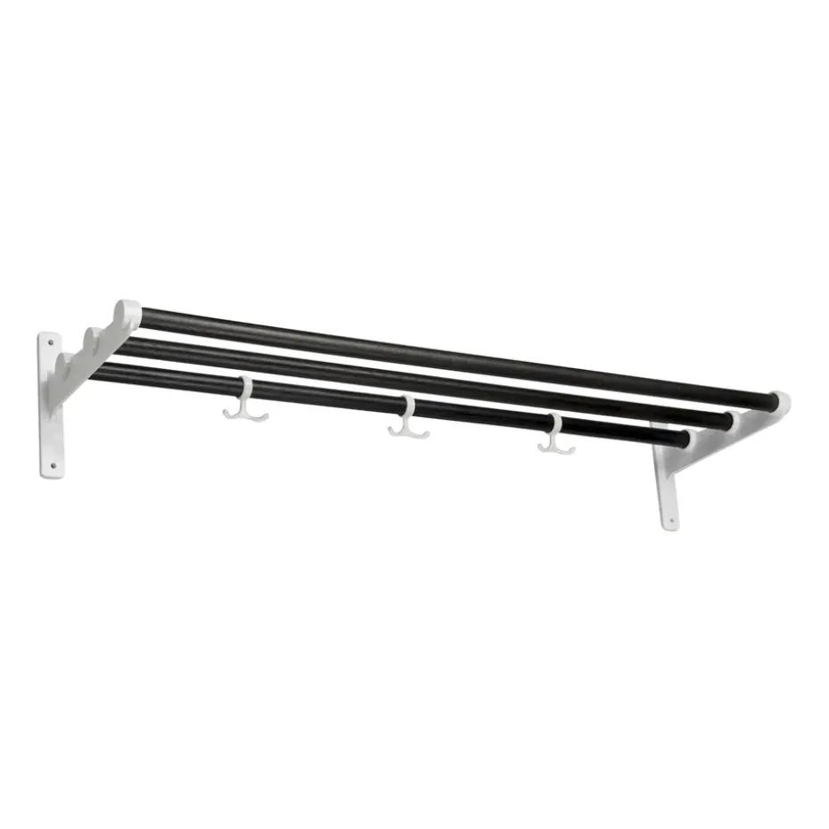 Nostalgi hat shelf/ shoe shelf, Black oiled oak-white