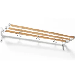 Nostalgi hat shelf/ shoe shelf, oak, aluminum