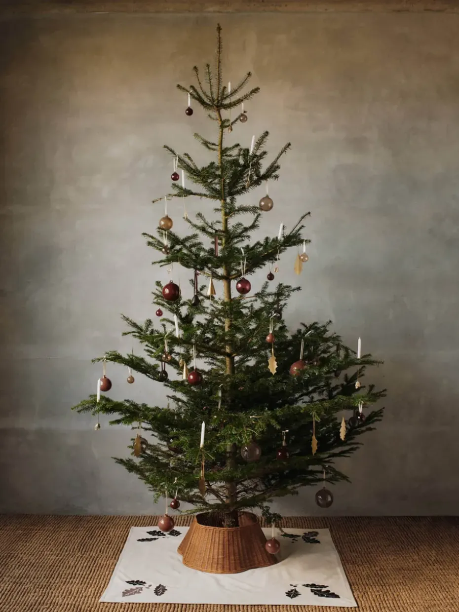 Oak leaf Christmas tree candle holder 4-pack, Brass