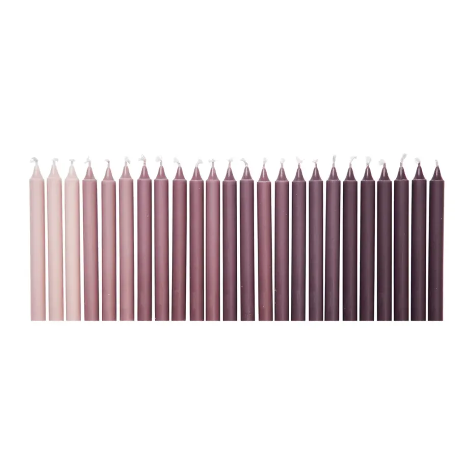 Ombre antique candles 24 pcs, Dark grape