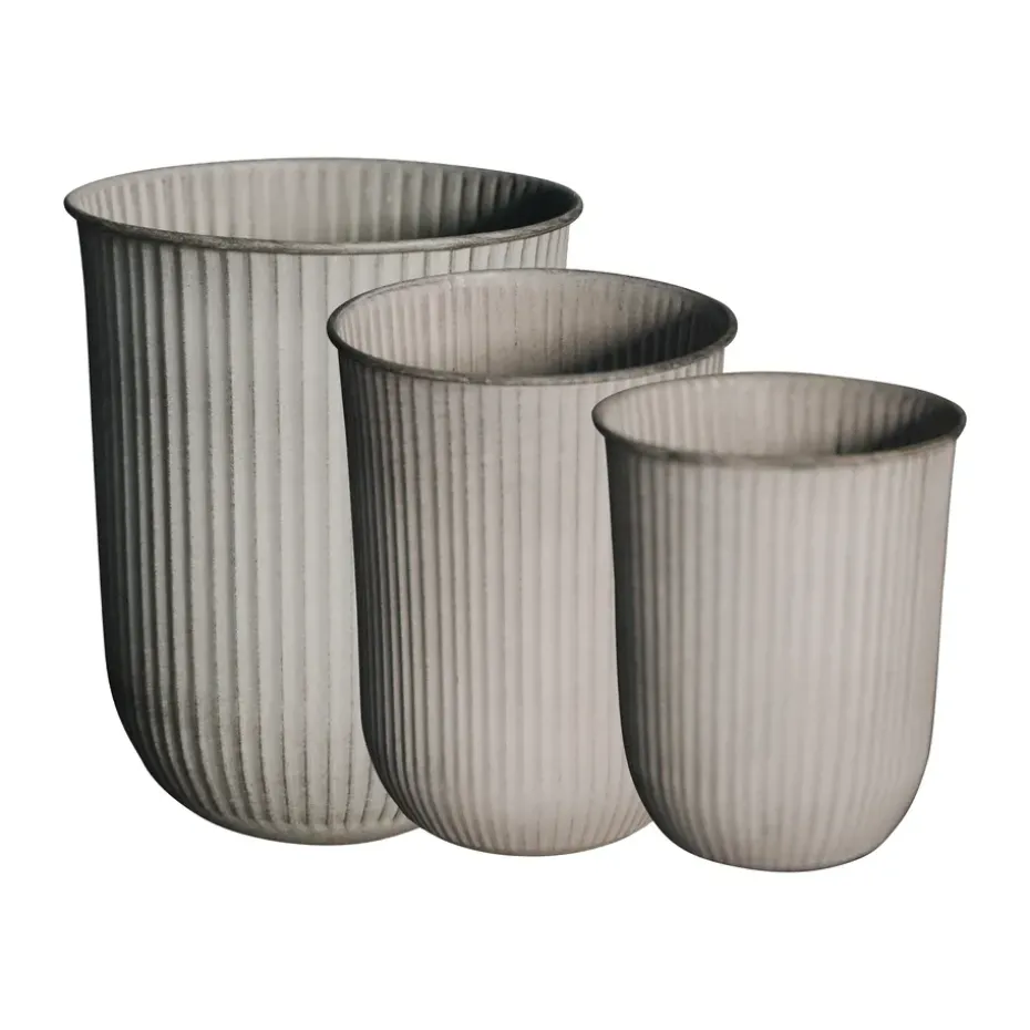 Out stripe flower pot 3-pack, Beige