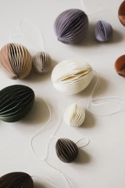 Ovoid Easter decoration paper 7 cm, Sand