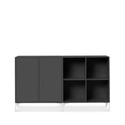 Pair side table, Anthracite 04, white lacquered legs