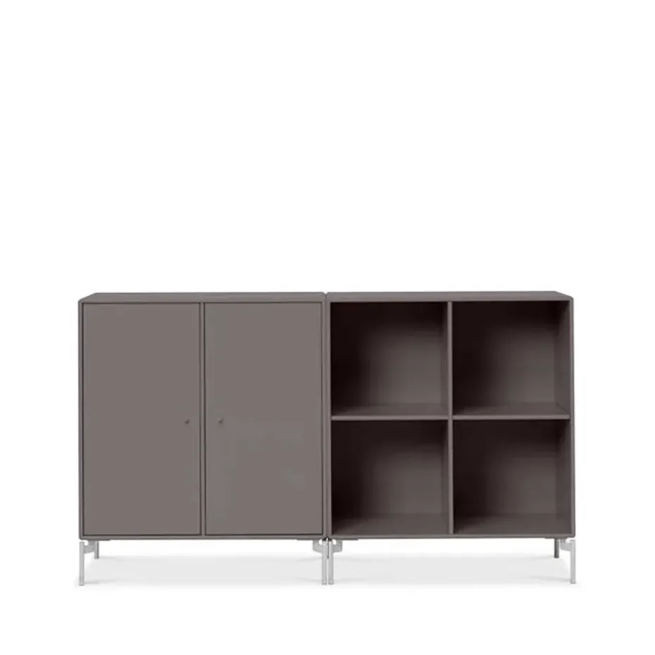 Pair side table, Coffee 35, chrome legs