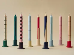 Pattern candle mix 4-pack, Blues-bordeaux