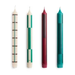 Pattern candle mix 4-pack, Greens-bordeaux